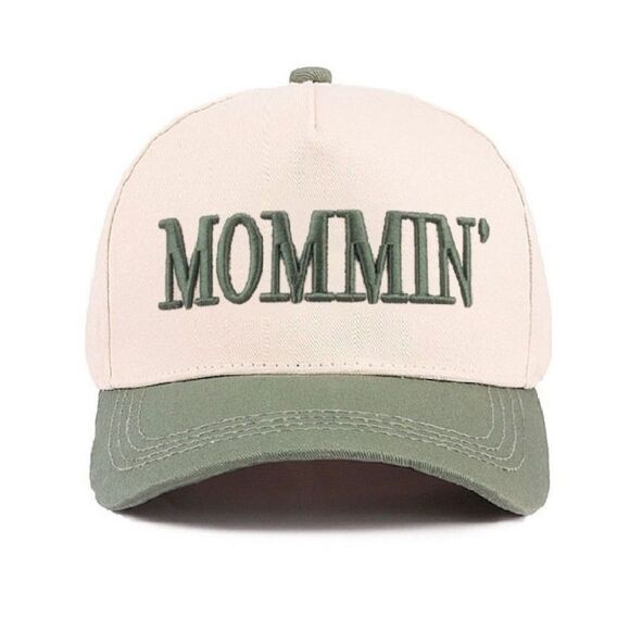 Mommin' Two-Tone Cotton Cap Dark Forest Green O/S NEW - Picture 2 of 4